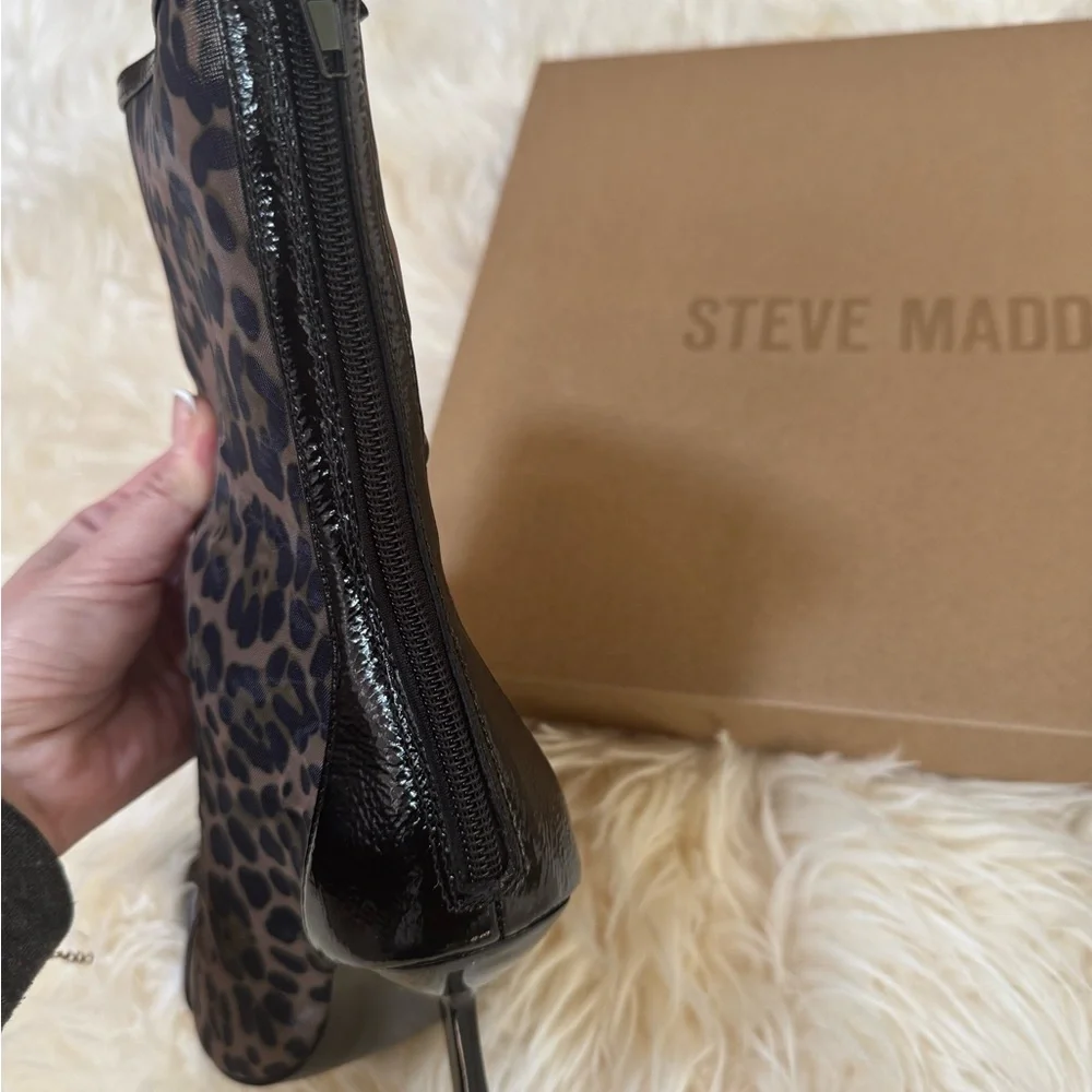 Steve Madden Black Leopard Print Women's Shoes 5 size new - Picture 3 of 4